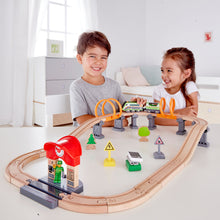 Load image into Gallery viewer, Hape Wooden Solar Power Train Circuit
