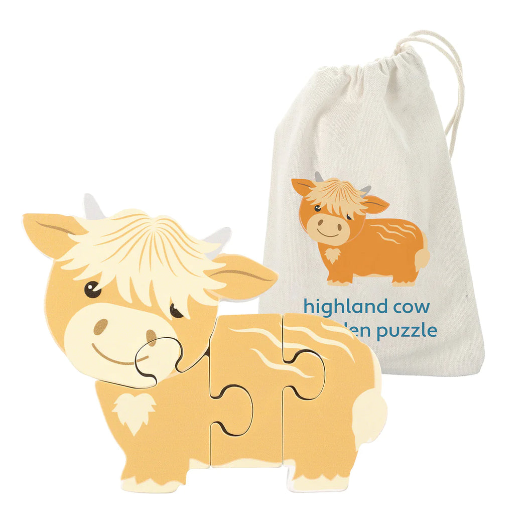 Orange Tree - Highland Cow Wooden Puzzle